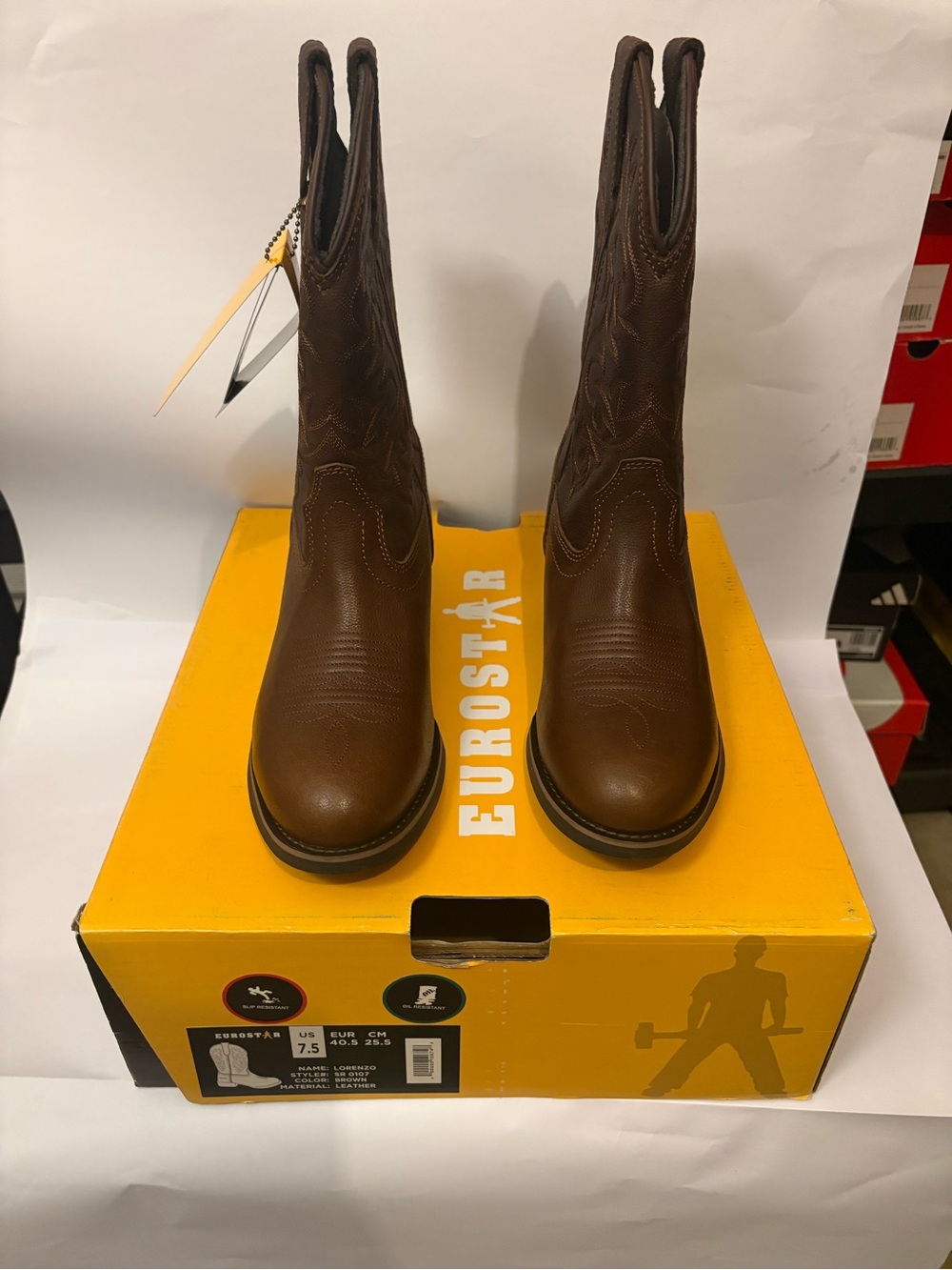 Men's Brown size 7.5 Leather Western Boots